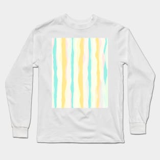 Wavy stripes in delicate colors, decorative vertical bands in joyful palette Long Sleeve T-Shirt